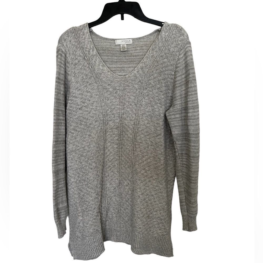 Kenar Woman Metallic Sweater Gray Size 1X